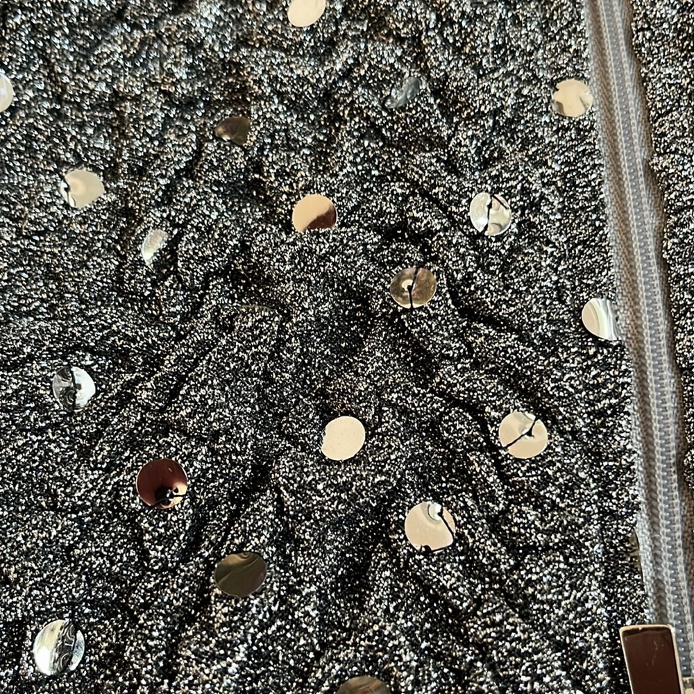 Joseph Ribkoff size 16 silver zip front dressy jacket with silver sequin detail - Picture 9 of 12